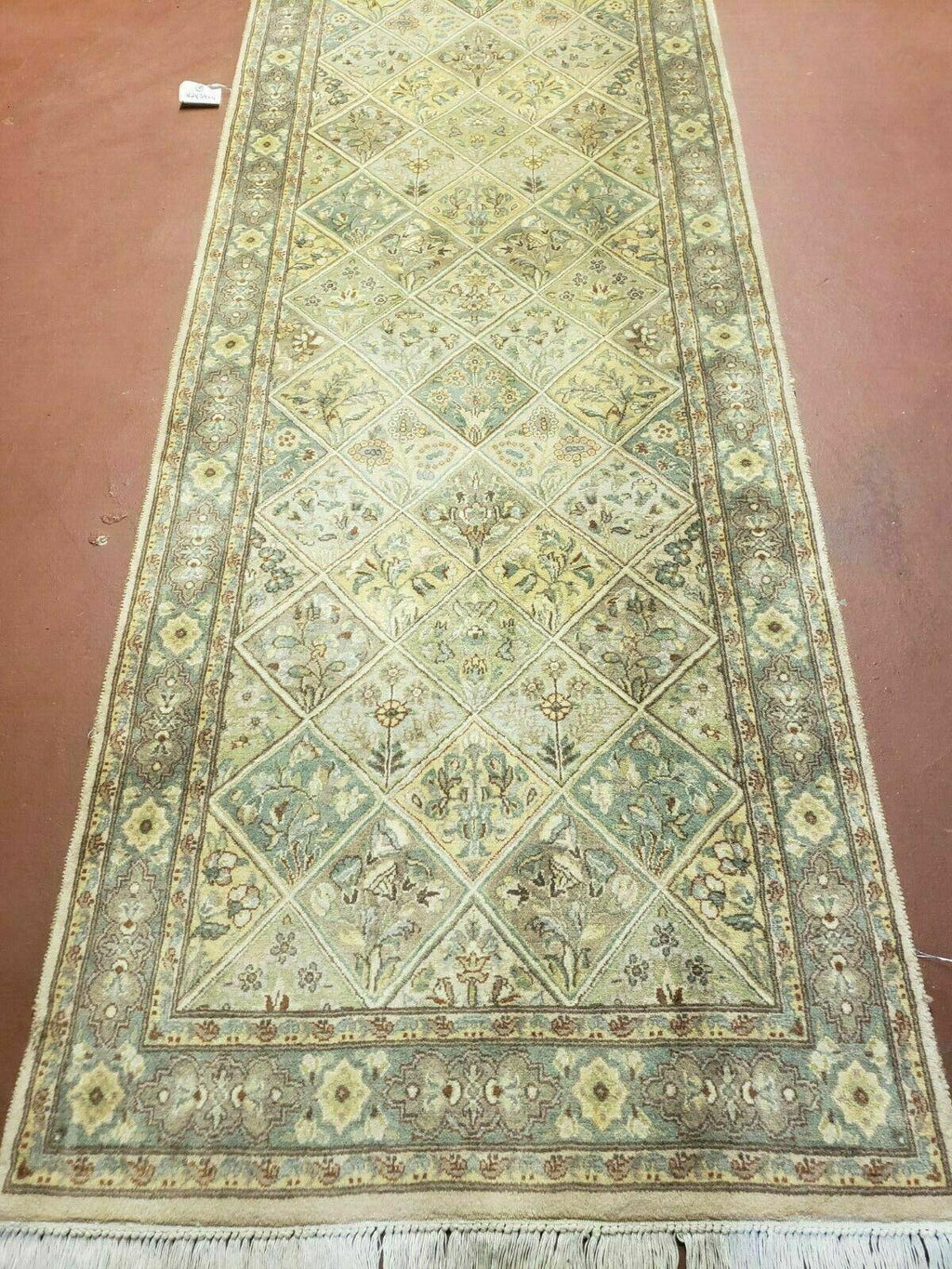 2' 7" X 9' Vintage Handmade India Floral Oriental Wool Runner Rug Hand Knotted