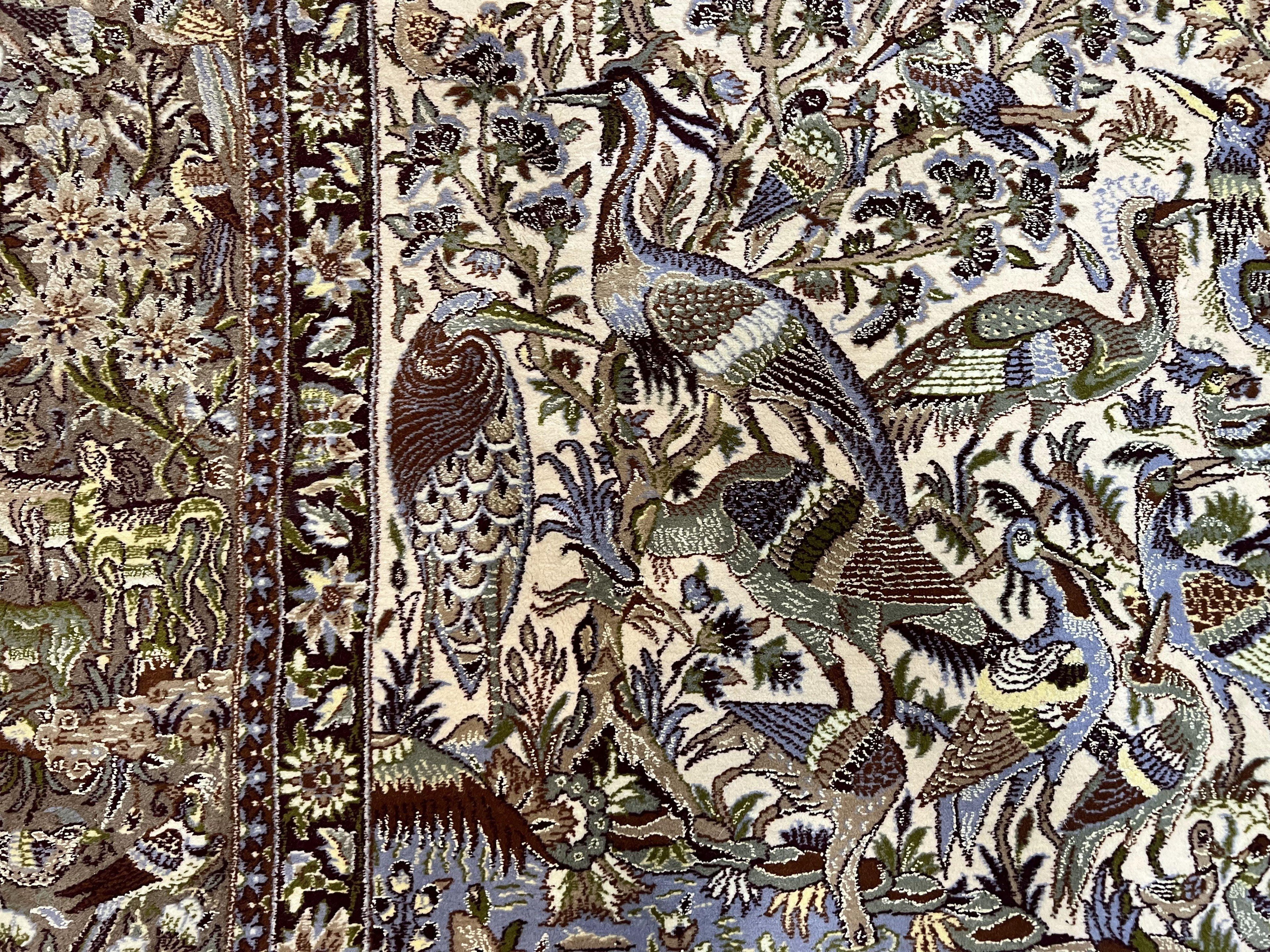 Persian Isfahan Rug 5x8 - Tree of Life, Animal Pictorials, Kork Wool & Silk
