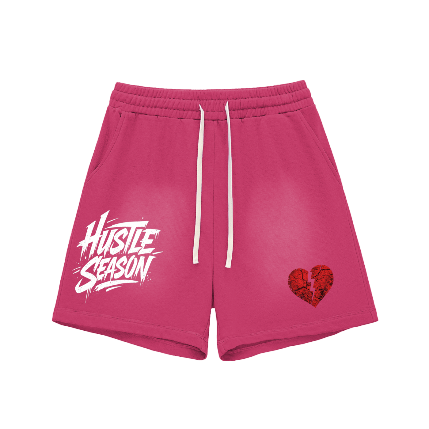 HUSTLE SEASON Sun Fade Raw Edge Cotton Shorts