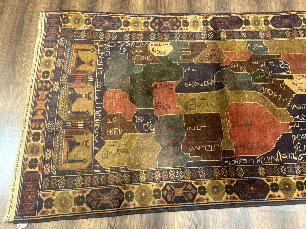Afghan Rug 4x7, Map of Afghanistan, Tribal Rug, Balouch Rug, New