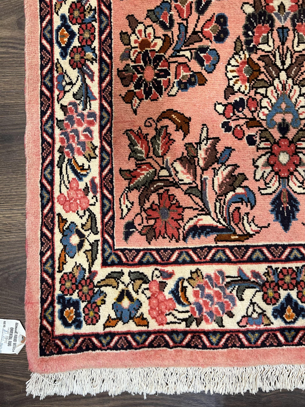 Persian Sarouk Runner Rug 2.9 x 13.6, Wool Floral Hand Knotted Runner