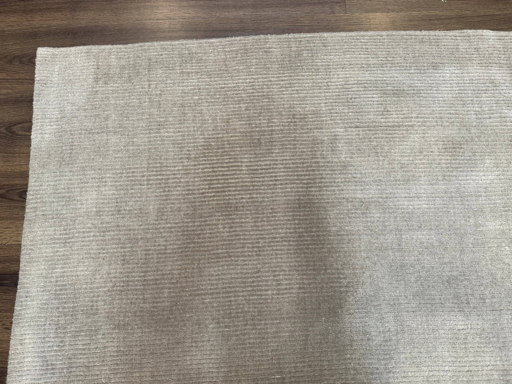 Tibetan Rug 8x10 Taupe Handmade Wool Modern Contemporary Carpet