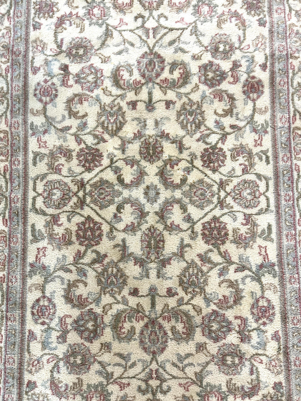 Indo Persian Rug 4x6, Vintage Handmade Wool Carpet, Floral Allover Pattern, Beige, Pair B