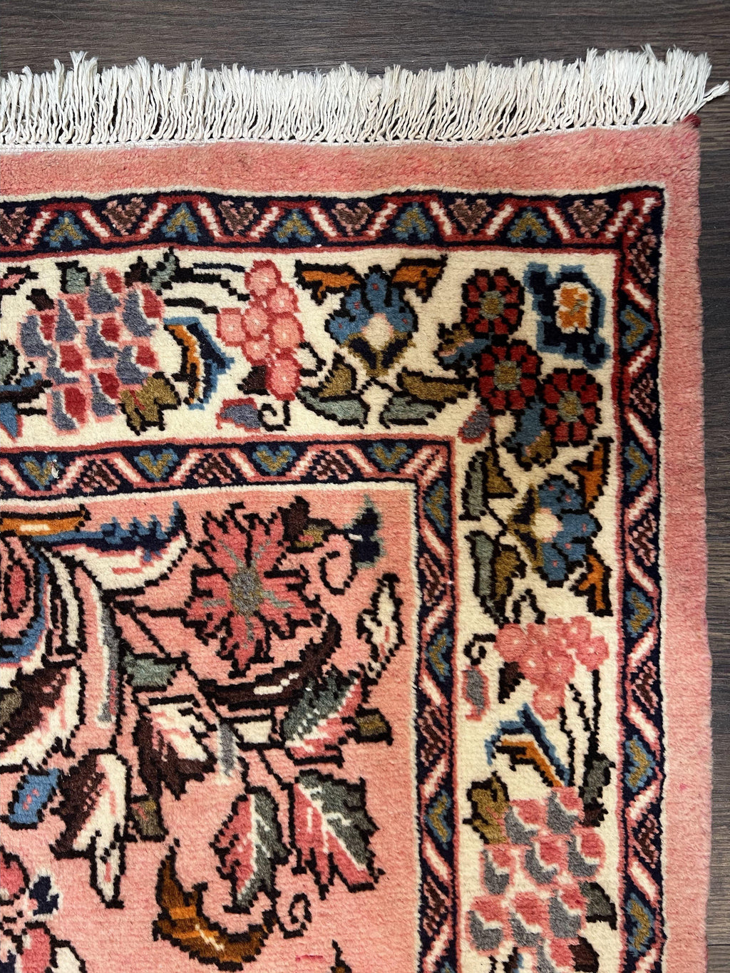 Persian Sarouk Runner Rug 2.9 x 13.6, Wool Floral Hand Knotted Runner
