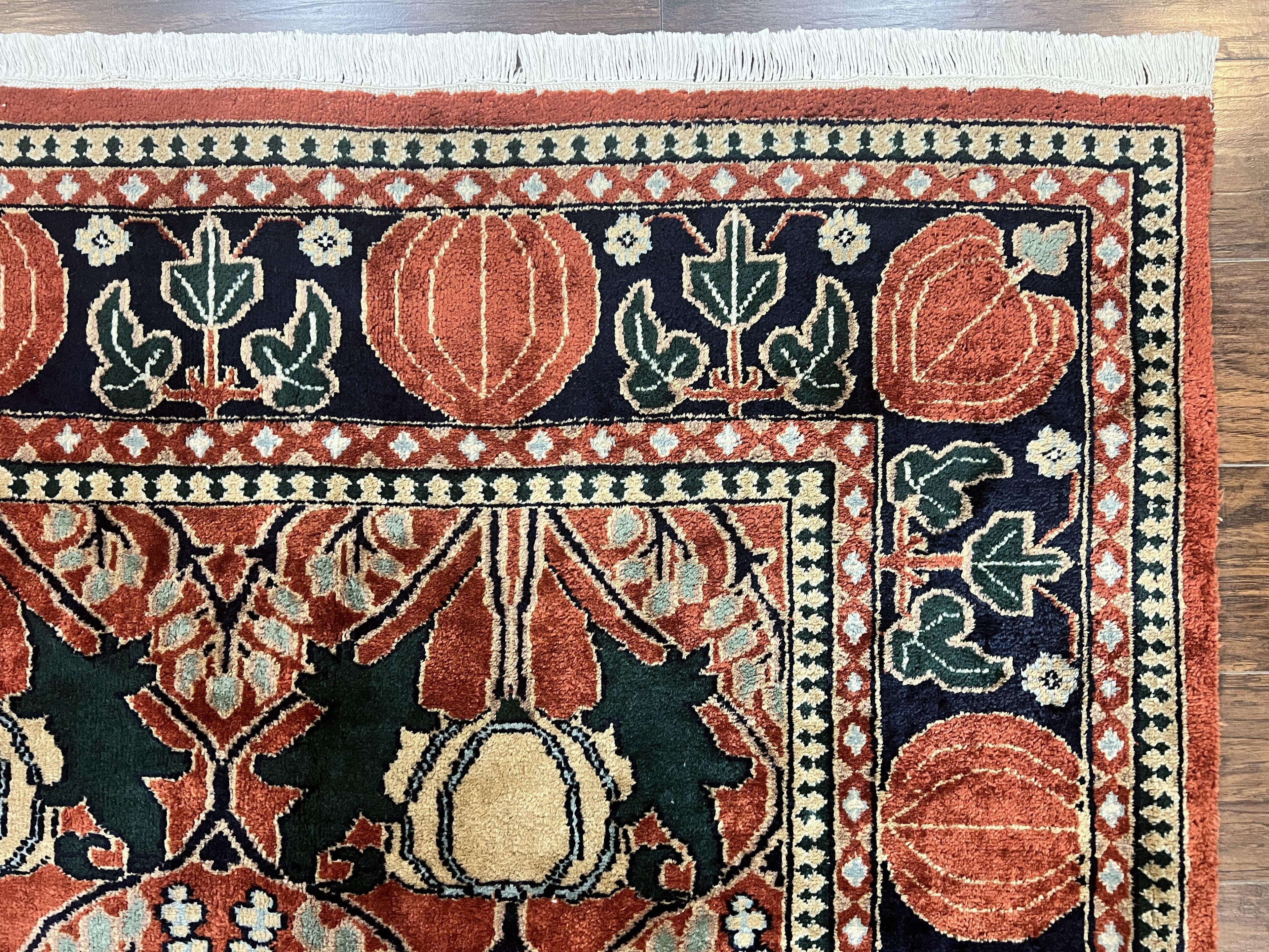 Indo Persian Bidjar Rug 8x10, Red and Black, Handmade Vintage Wool Carpet