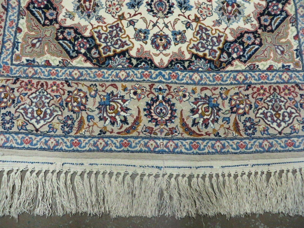 Persian Isfahan Rug 3x6, Fine 650 KPSI, Hand Knotted, Ivory