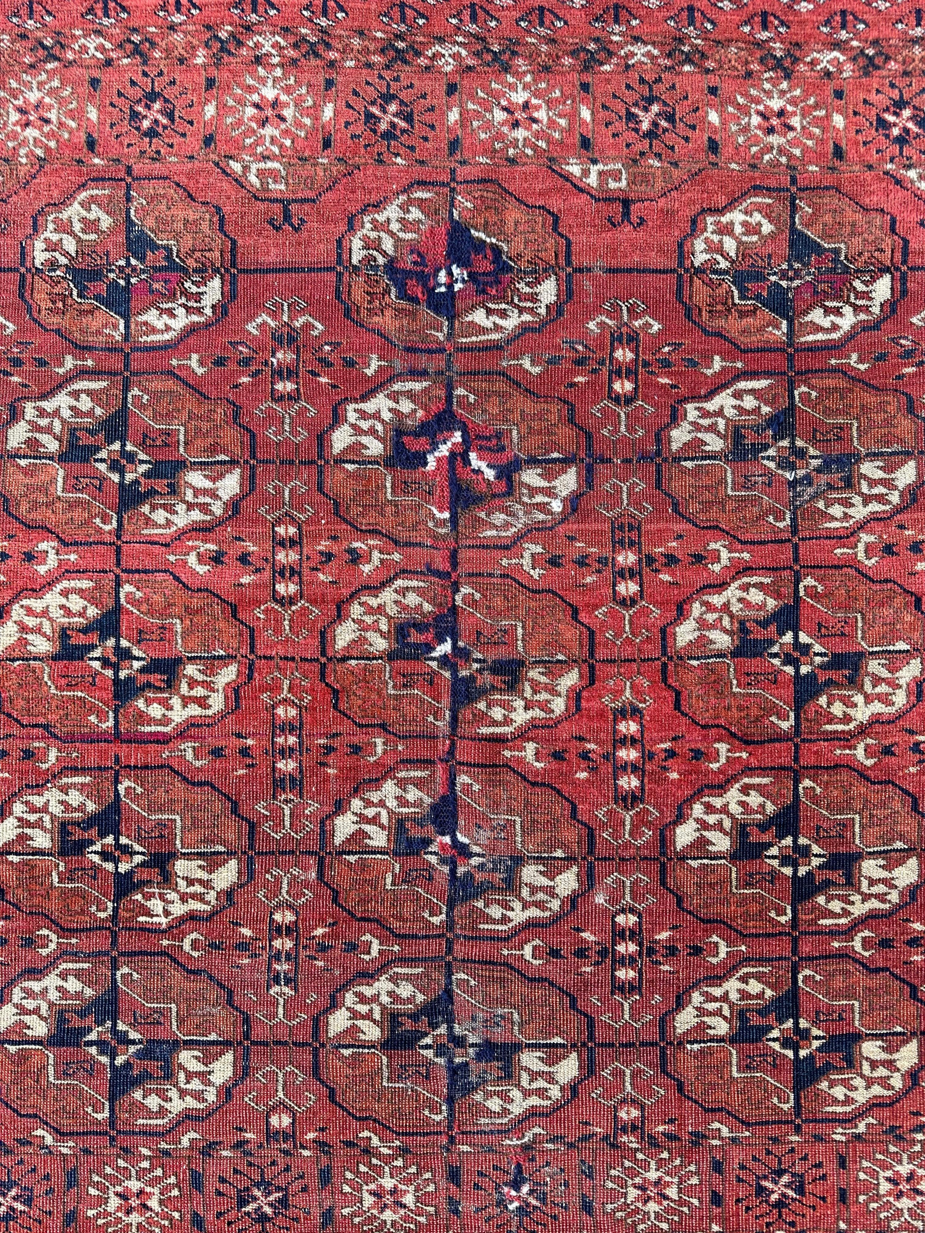 Antique 1880’s Tribal Turkoman Tekke Wedding Rug 3’4” x 4’1”