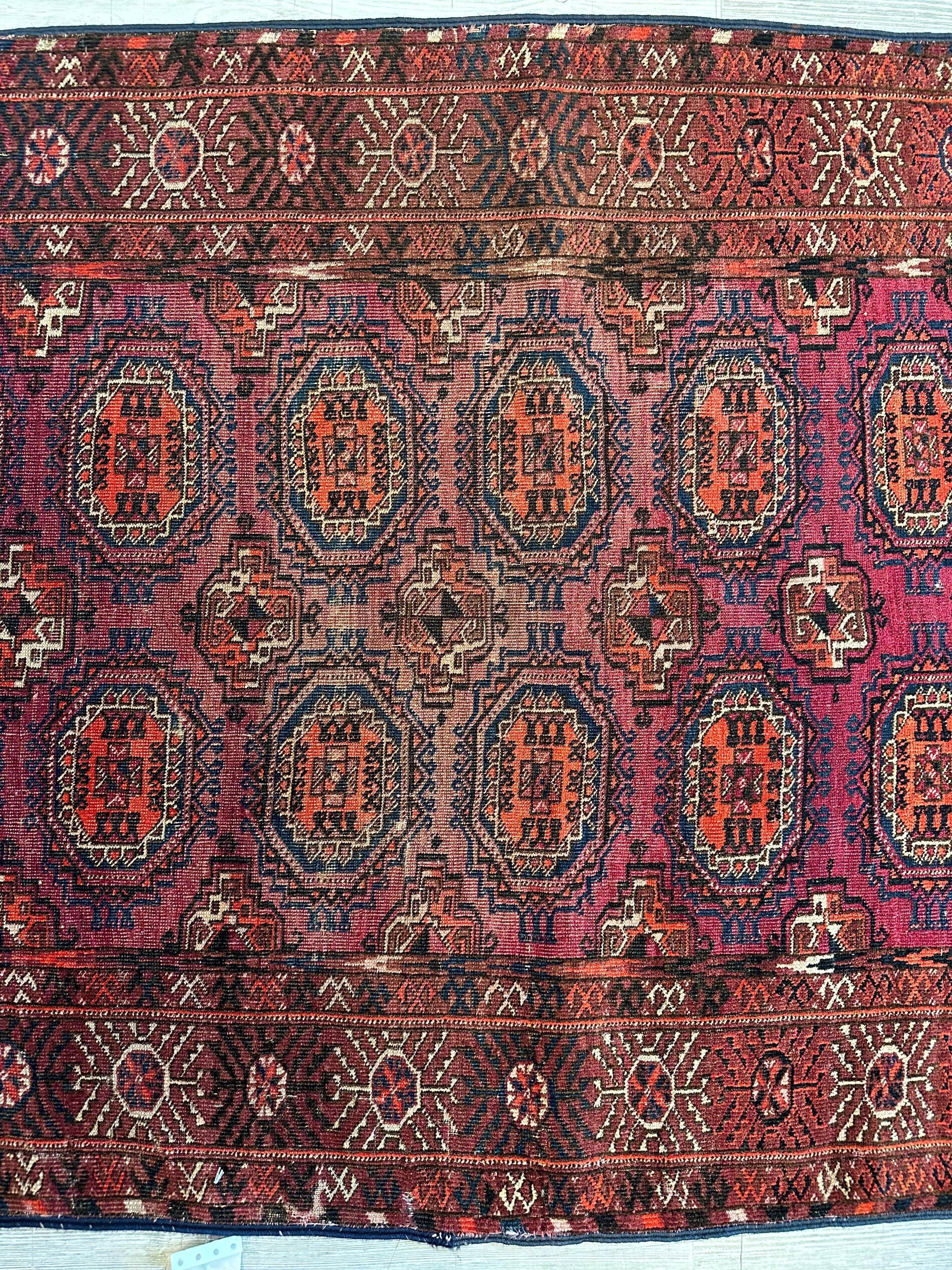 Antique 1910’s Tribal Turkoman Rug 3’ x 4’1”