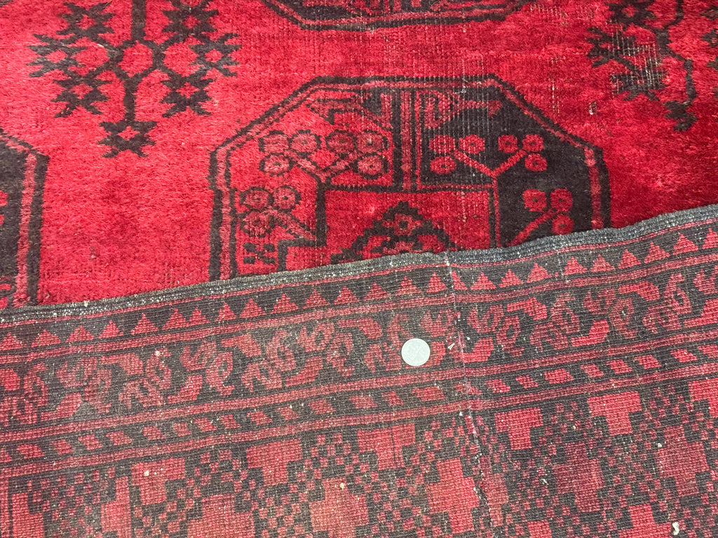 Afghan Turkoman Rug 9x10, Red Beshir Carpet, Tribal, Wool, Antique