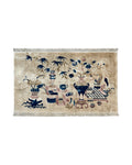 Chinese Rug 5x3, Horizontal Rug, Vases Flowers, Handmade Antique Vintage Carpet, Peking Rug, Chinese Wool Rug