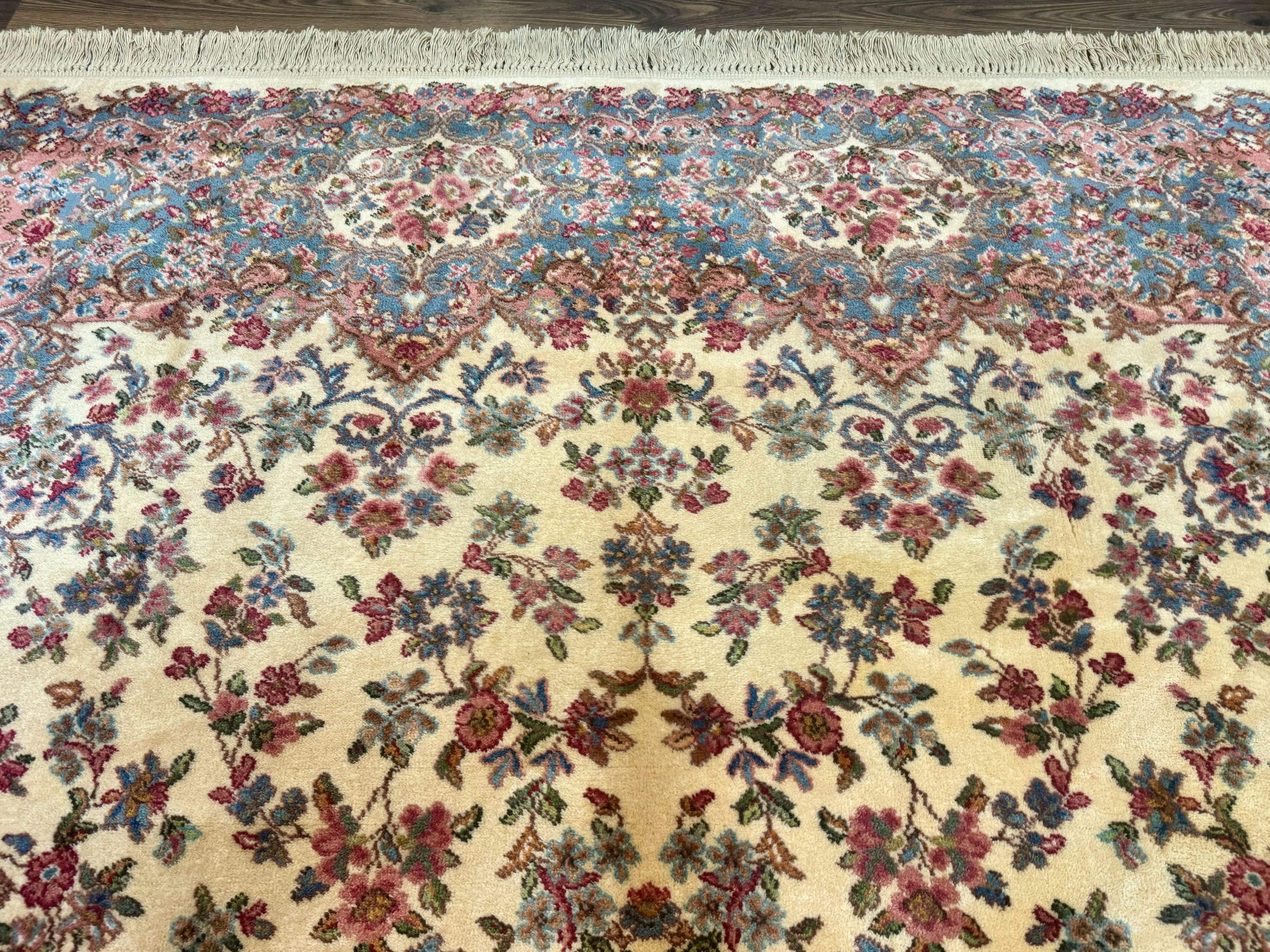 8.8 x 10.6 Karastan Kirman Rug #788, Wool Vintage Discontinued Floral Carpet