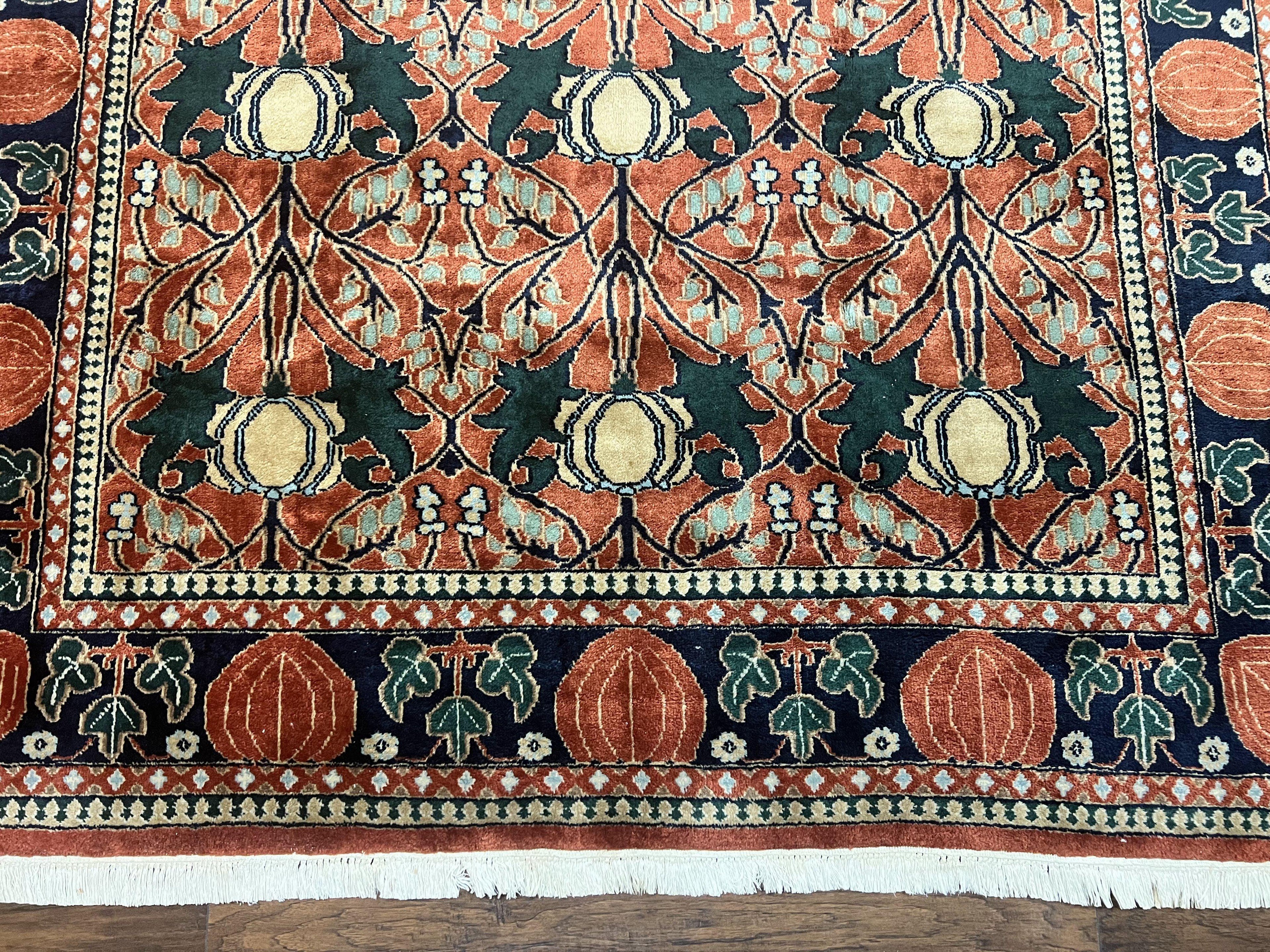 Indo Persian Bidjar Rug 8x10, Red and Black, Handmade Vintage Wool Carpet