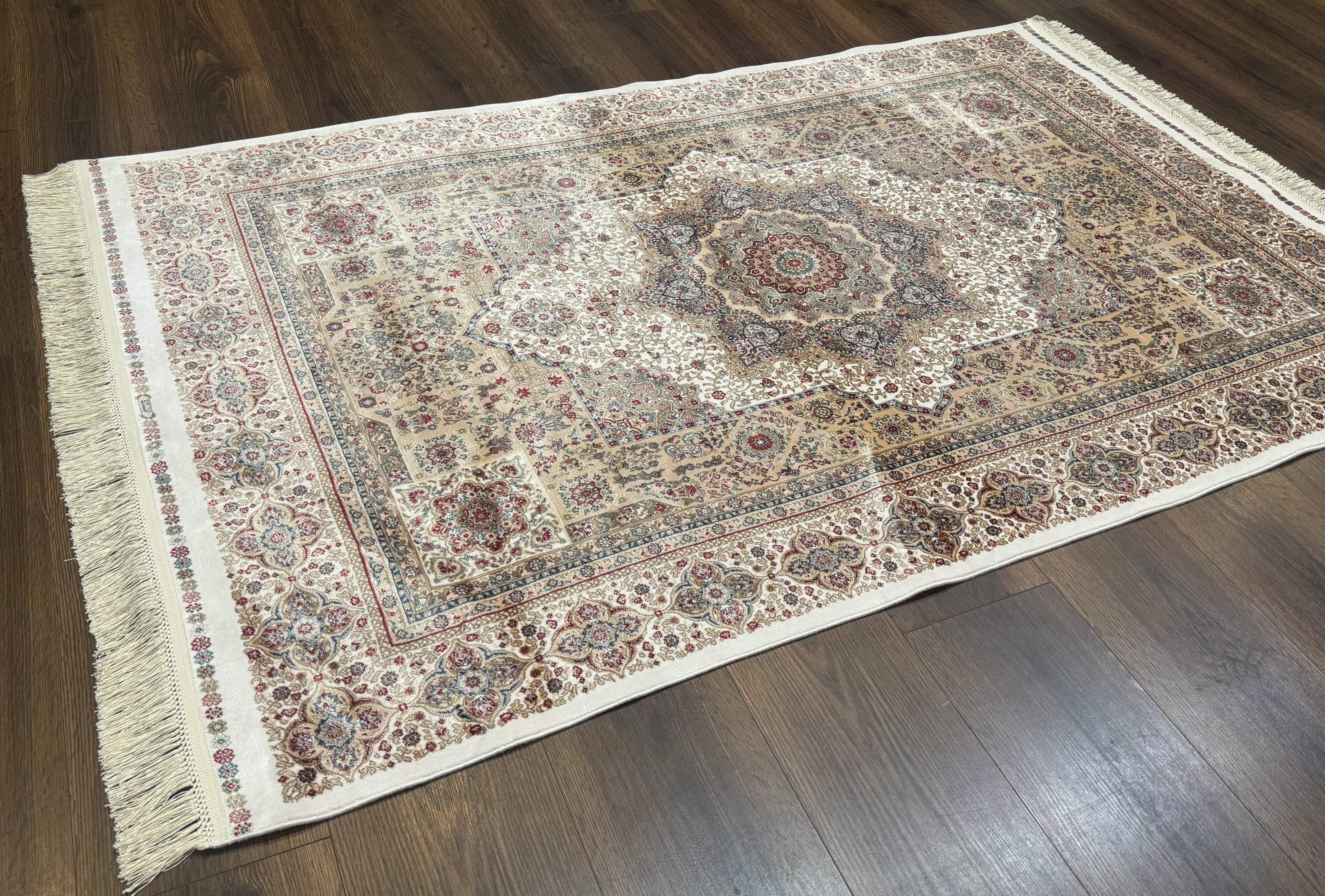 Turkish Memluk Silk Rug 4x6, Hereke Carpet, Bamboo Silk, New