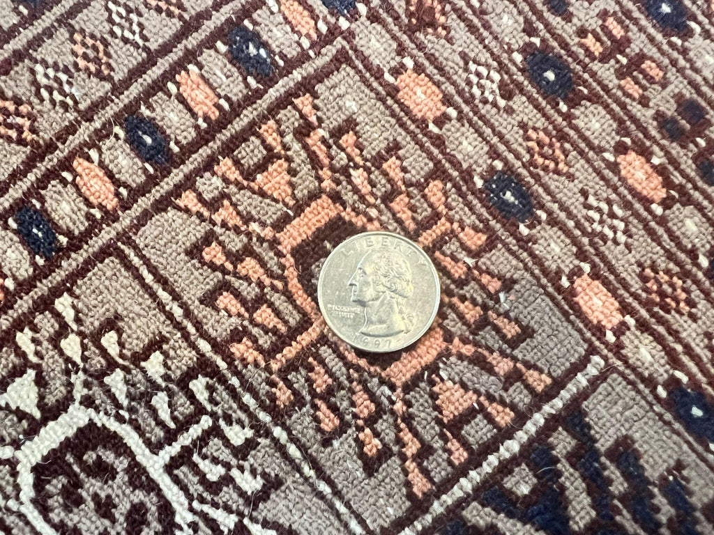 Pakistani Bokhara Turkoman Rug 7x10, Handmade Vintage Wool Carpet, Brown-Red