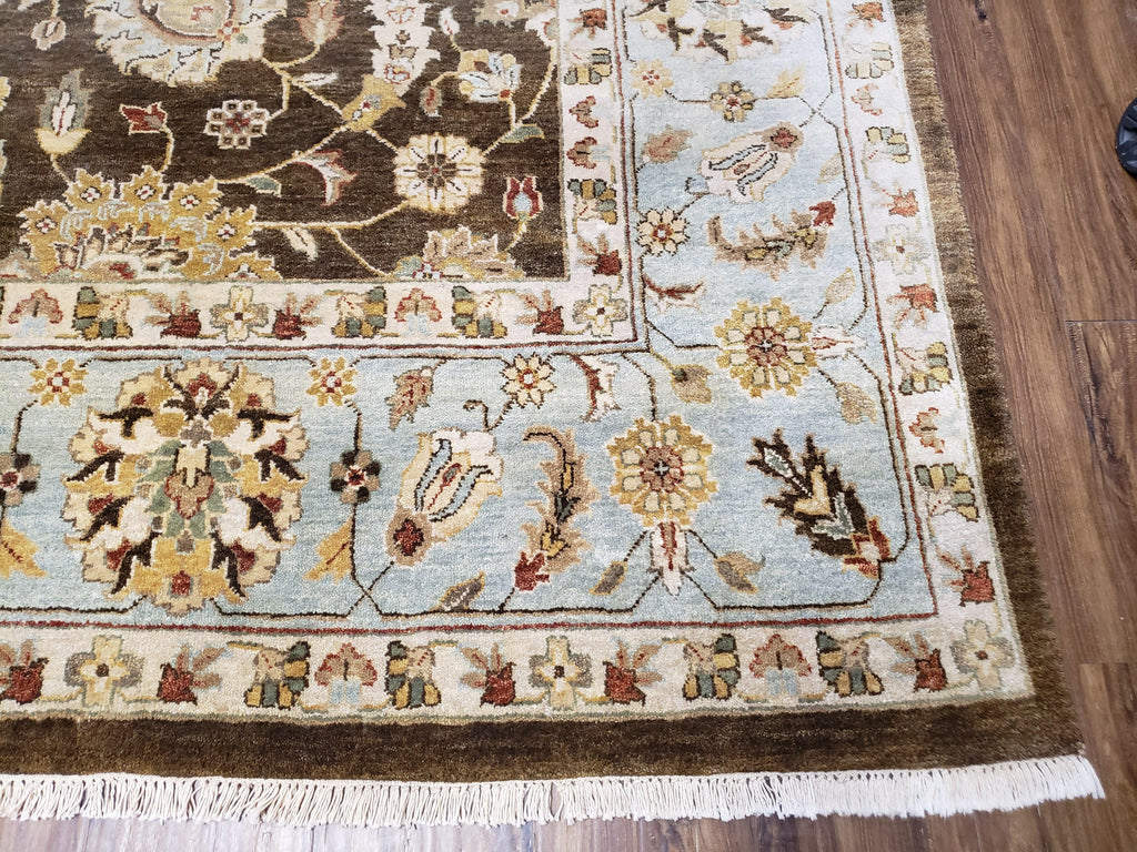 9x12 Vintage Handmade Wool Rug Carpet Indo Mahal Oushak Nice Brown Blue