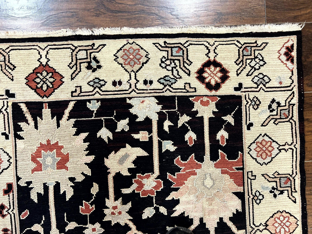 Turkish Flatweave Kilim Rug 3x5, Black, Handmade Vintage Wool Carpet