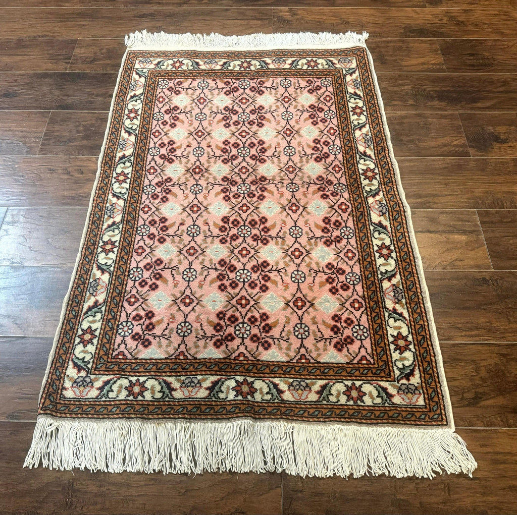 Turkish Sivas Rug 3x4, Pink, Handmade, Wool, Vintage