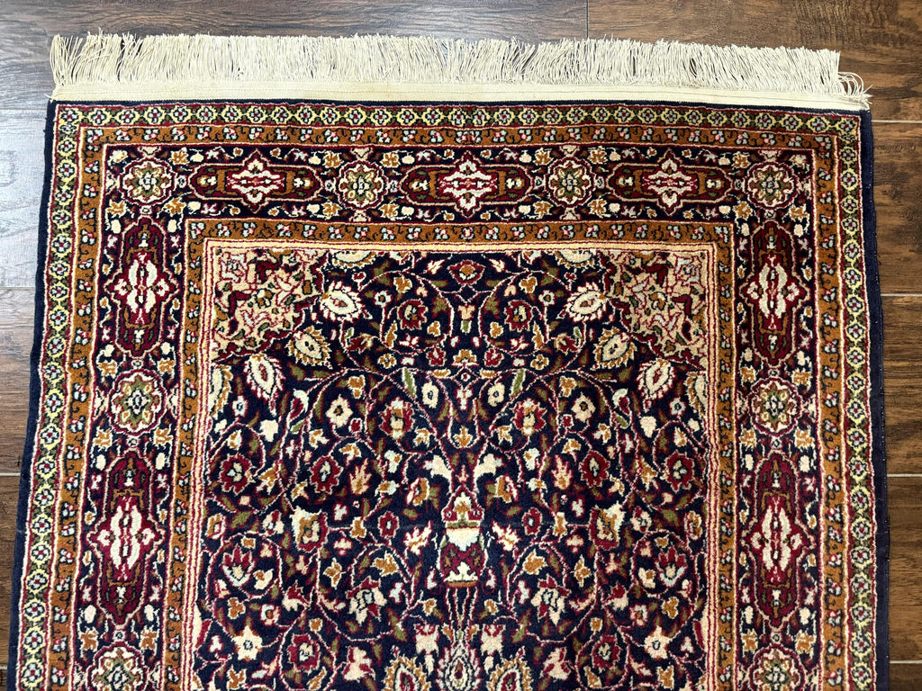 Indo Kashmiri Rug 3x5, Navy Blue, Very Fine 400 KPSI, Pair A