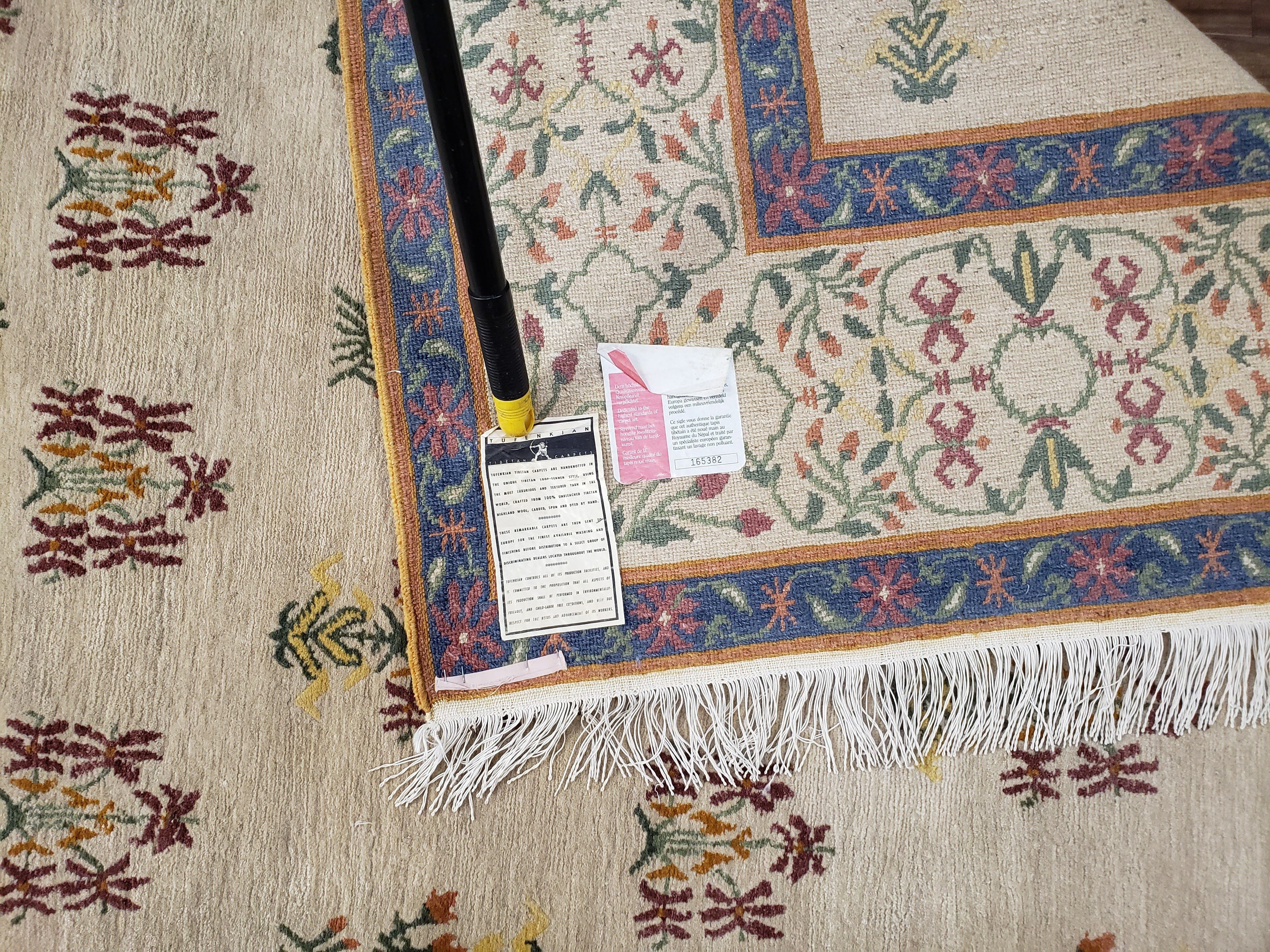 Tufenkian Rug 5.9 x 8.6, Tibetan Nepalese Rug, Hand Knotted, Soft Shiny Wool, Repeated Motifs, Contemporary Modern, Area Rug 6x9, Vintage