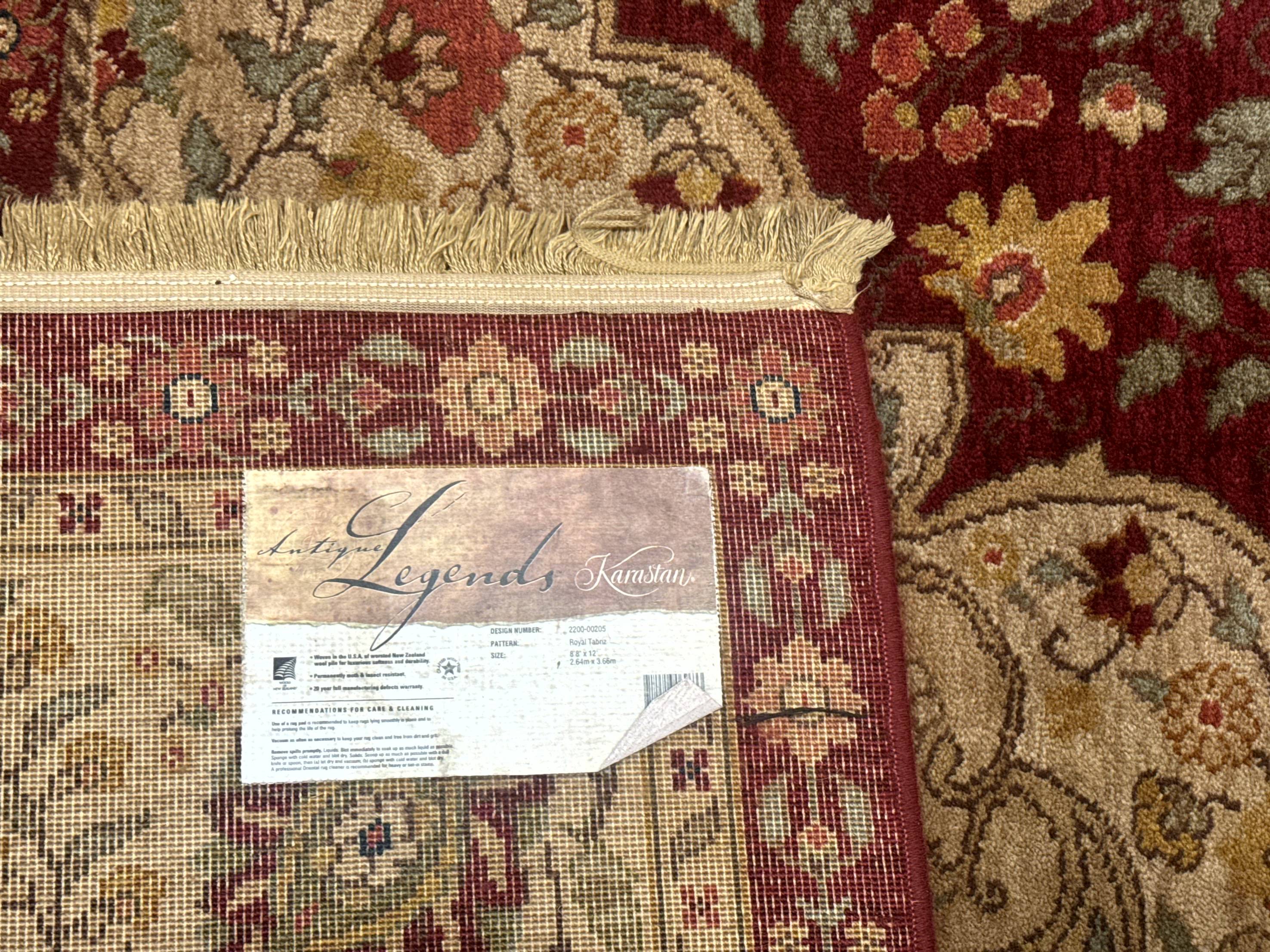 Karastan Rug 8.8 x 12, Antique Legends Royal Tabriz, Wool Pile, Vintage, Rare Design