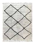 Modern Shag Rug 8x10, Gray and Black, Wool and Cotton, Lulu and Georgia, Handmade Indian Shag Rug