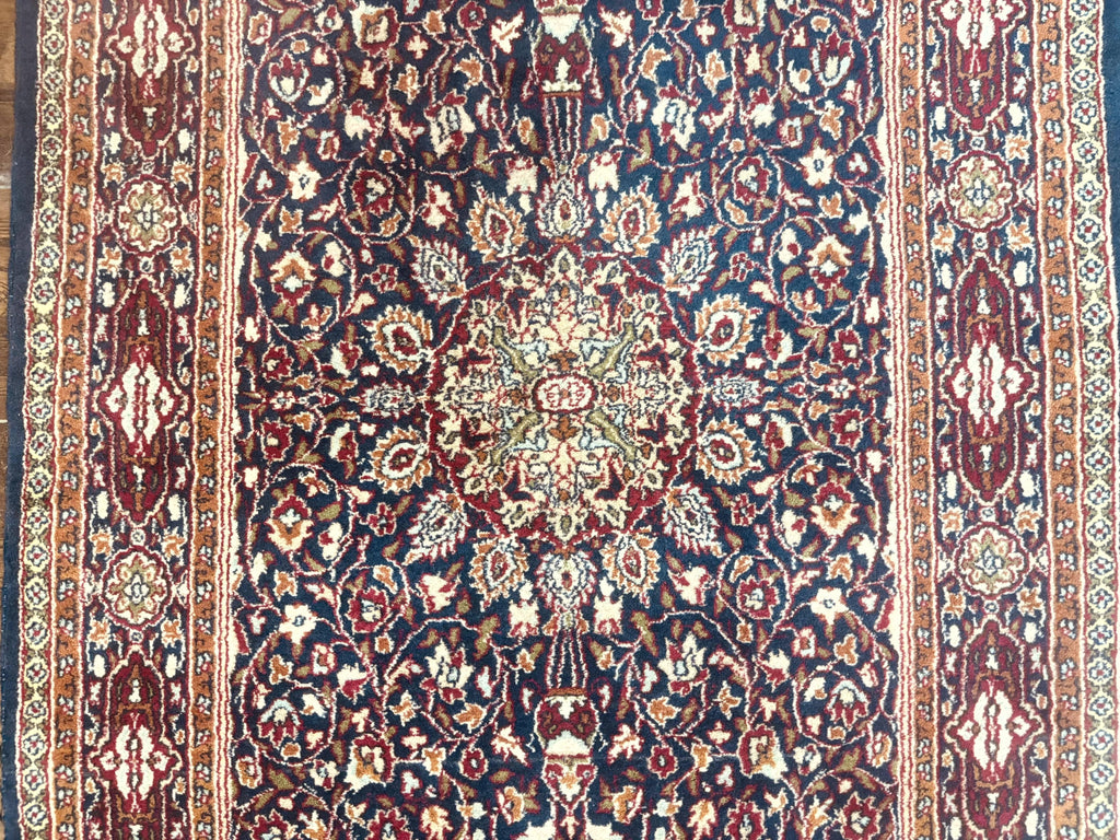 Indo Kashmiri Rug 3x5, Navy Blue, Very Fine 400 KPSI, Pair B