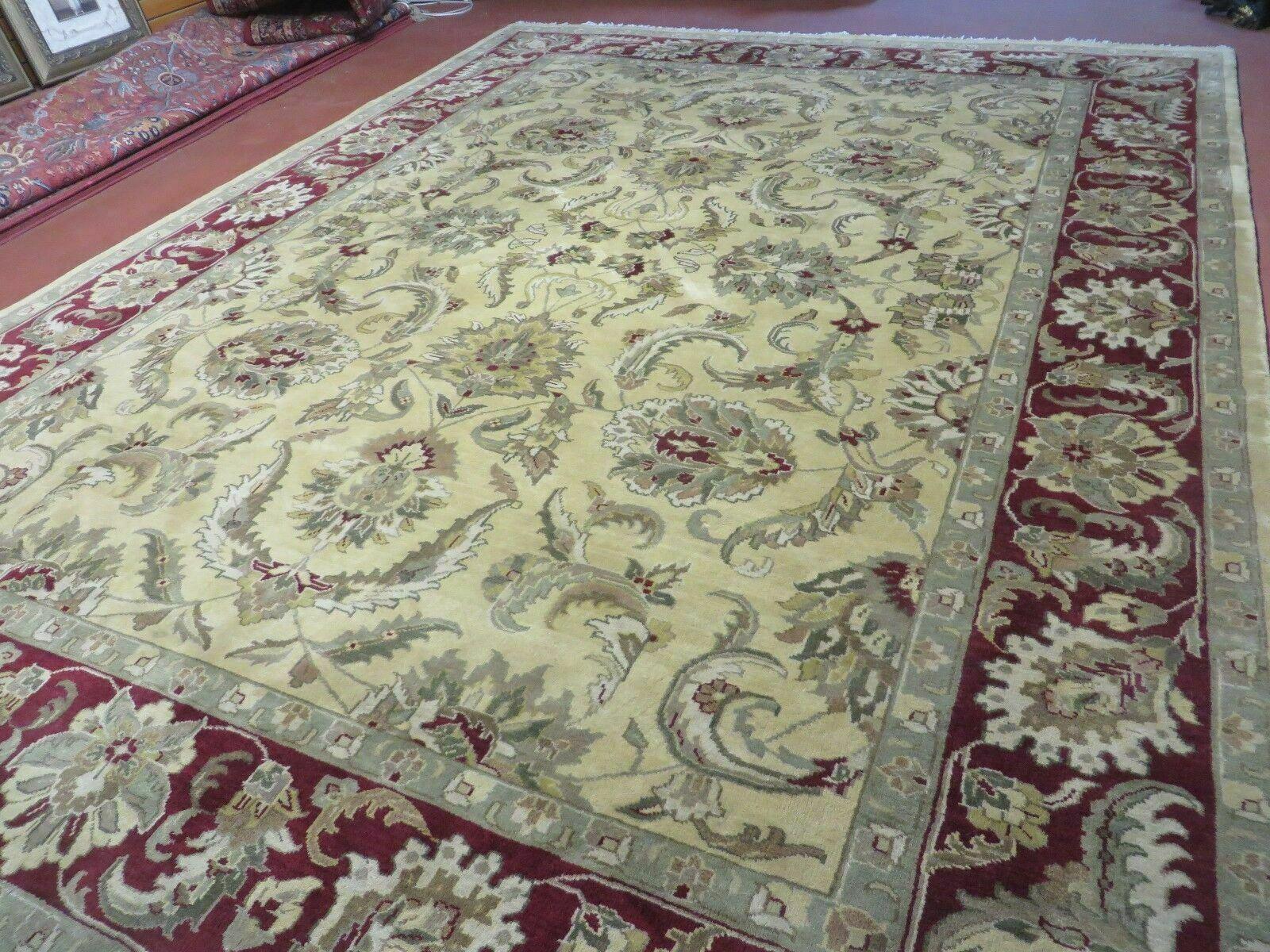 9' X 12' Vintage Handmade India Oriental Jaipur Quality Tea Wash Hand Knotted