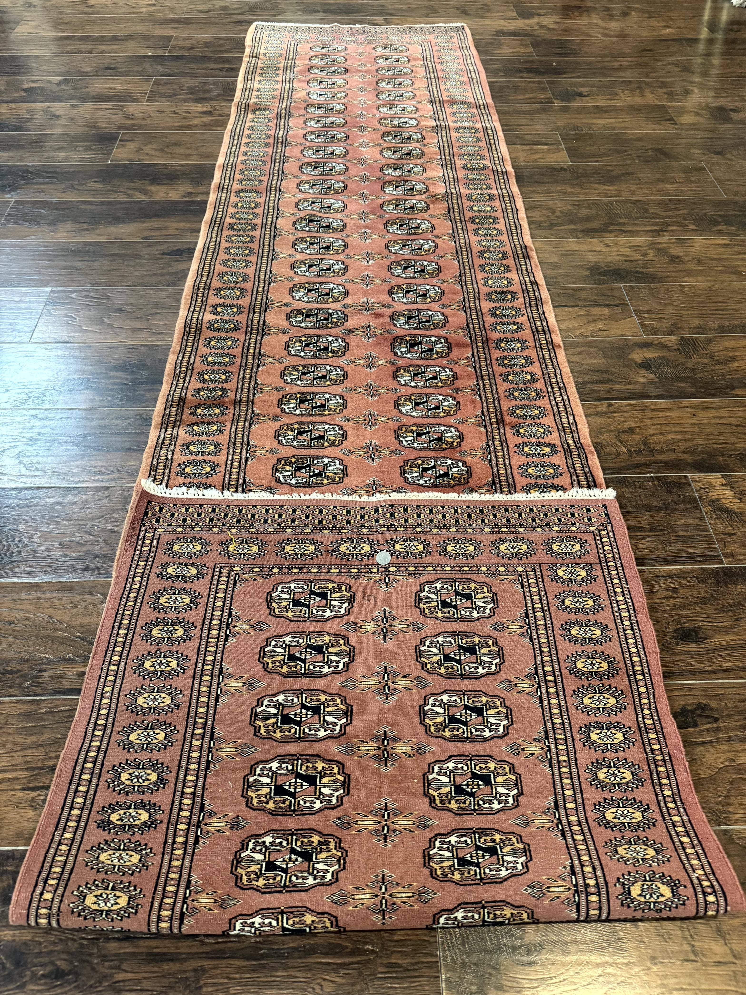 Pakistani Turkoman Bokhara Runner Rug 2.8 x 12, Oriental Runner for Hallway