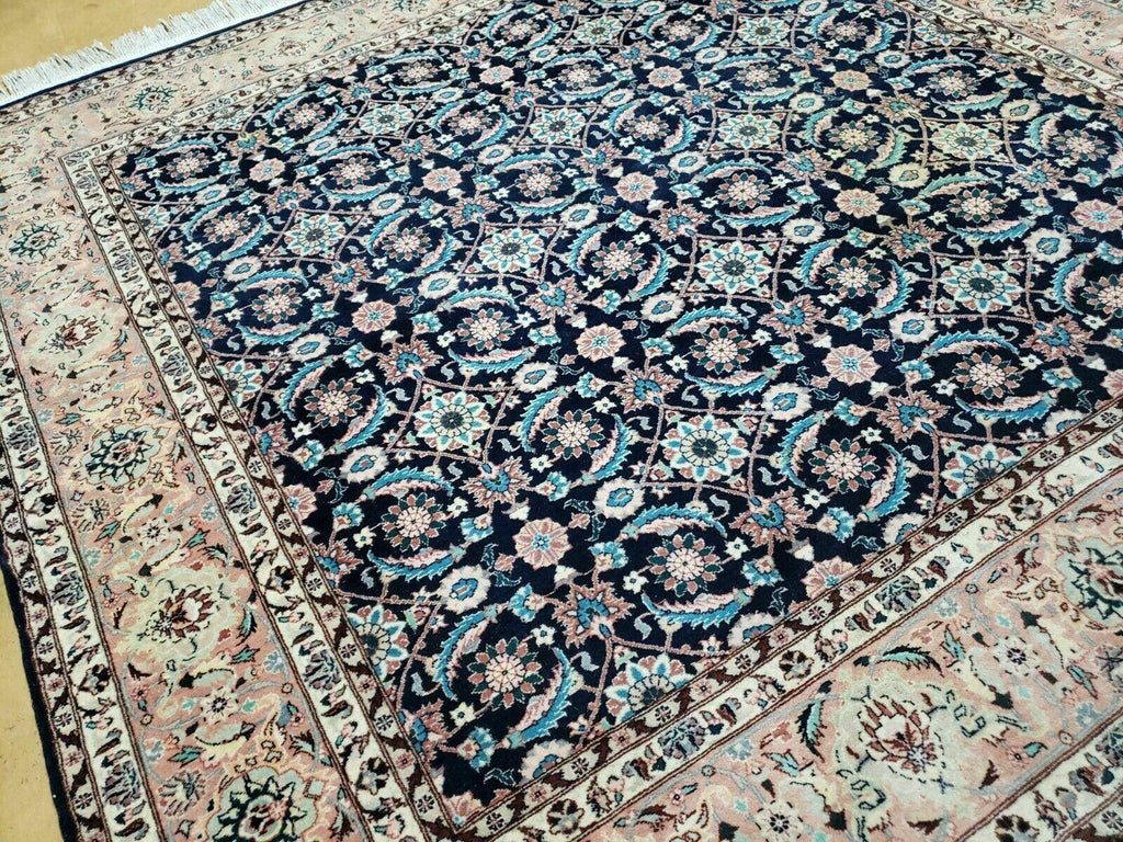 Square Indo Persian Rug 6x6, Hand Knotted, Wool, Allover Pattern