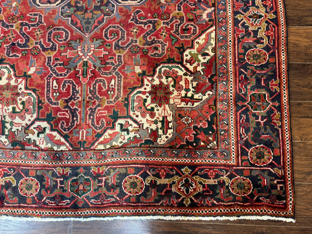 Persian Heriz Rug 6.6 x 9, Geometric Wool Persian Carpet