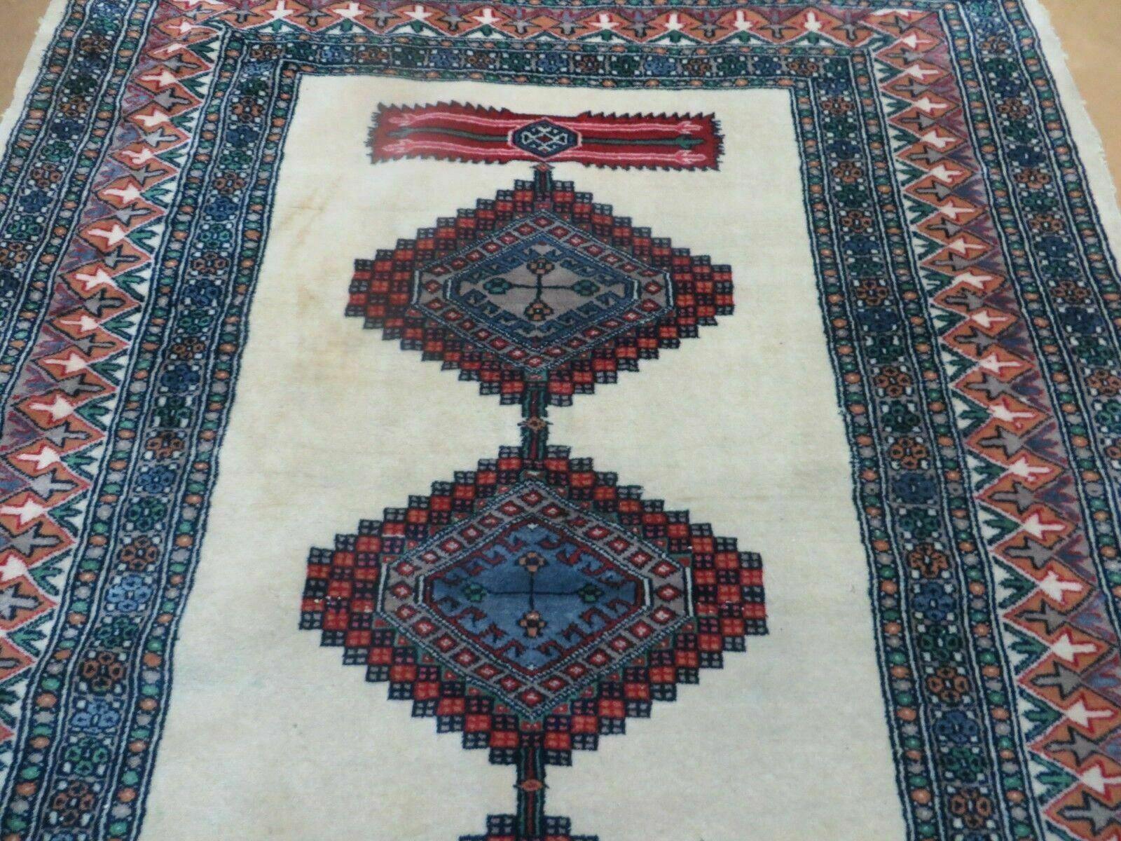 4' X 6' Vintage Handmade Bokhara Turkoman Pakistan Wool Rug Carpet Nice