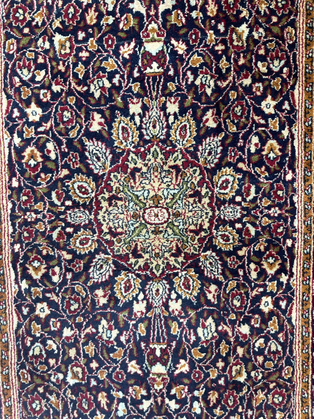 Indo Kashmiri Rug 3x5, Navy Blue, Very Fine 400 KPSI, Pair A