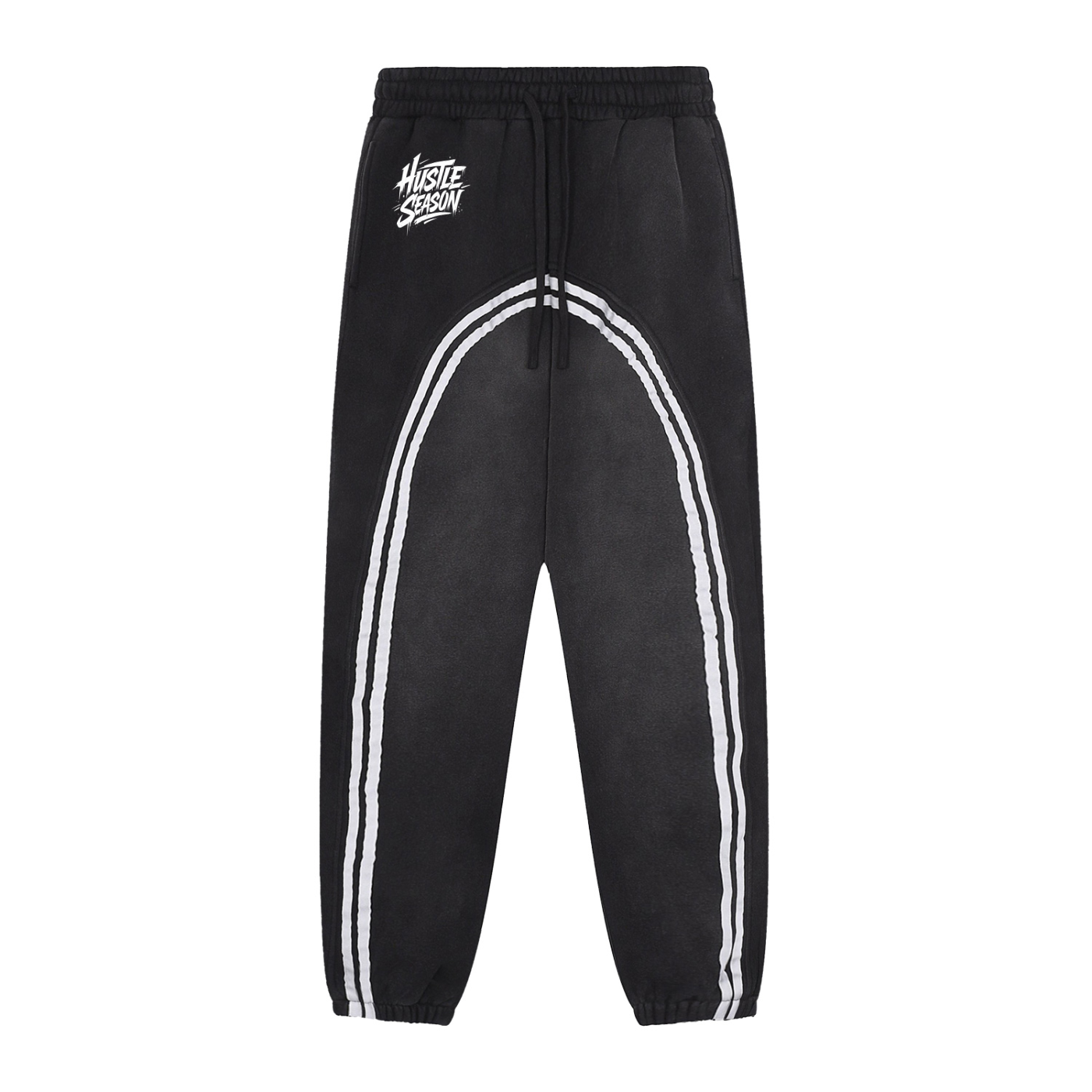 HUSTLE SEASON Sun Fade Contrast Tape Fleece Jogged Sweatpants