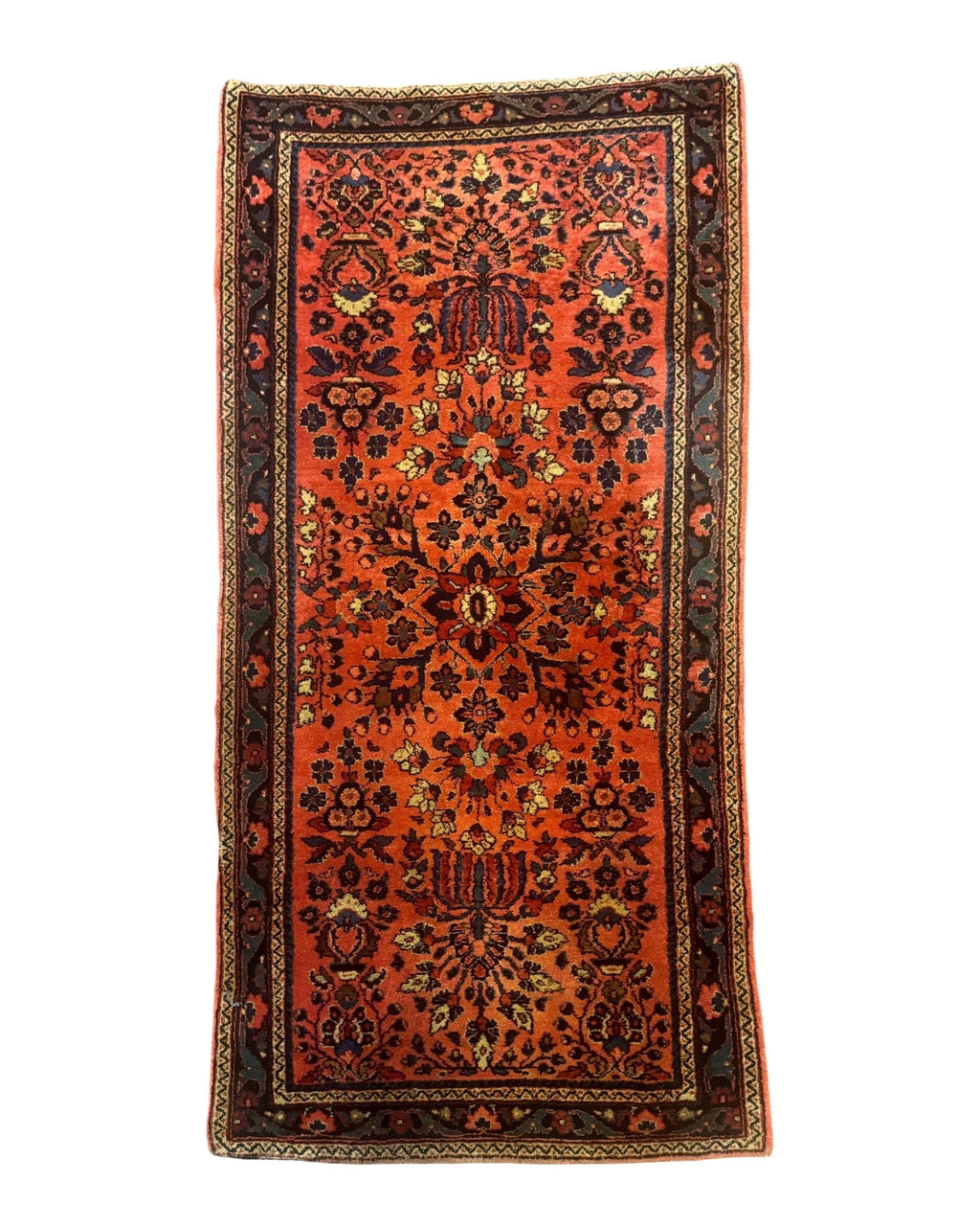 Antique Persian Sarouk Rug 2x4, Red, Fine 260 KPSI