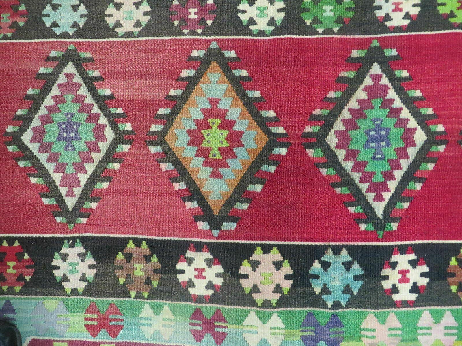 7' X 9' Vintage Turkish Kilim Handmade Flat Weave Wool Rug Veg Dye Nice
