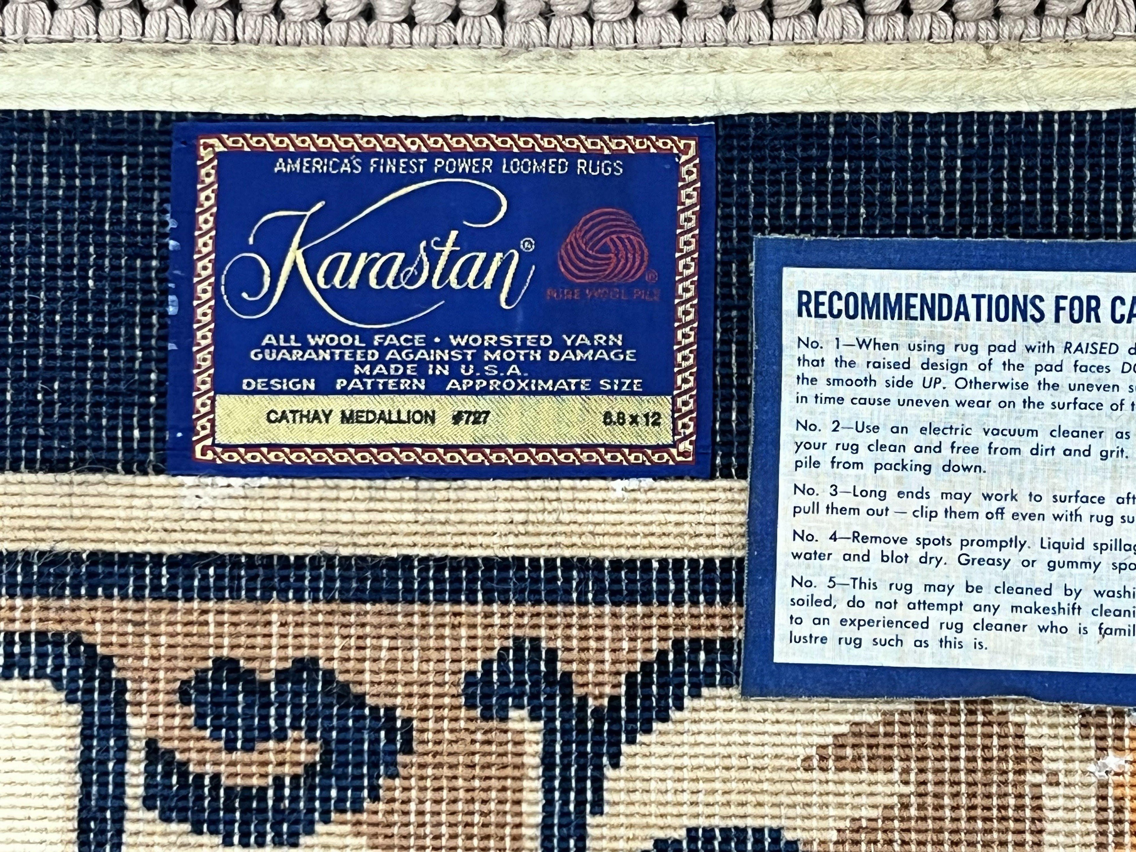 Karastan Rug 8.8 x 12, Cathay Medallion #727, Wool Karastan Carpet, Original Collection 700 Series, Discontinued, Vintage Karastan Area Rug
