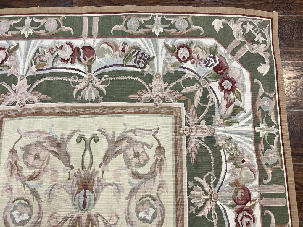 Aubusson Rug 5x8, Wool Handmade Vintage Carpet, Angel Motifs, Flatweave Rug 5 x 8, Medium Sized, European Design