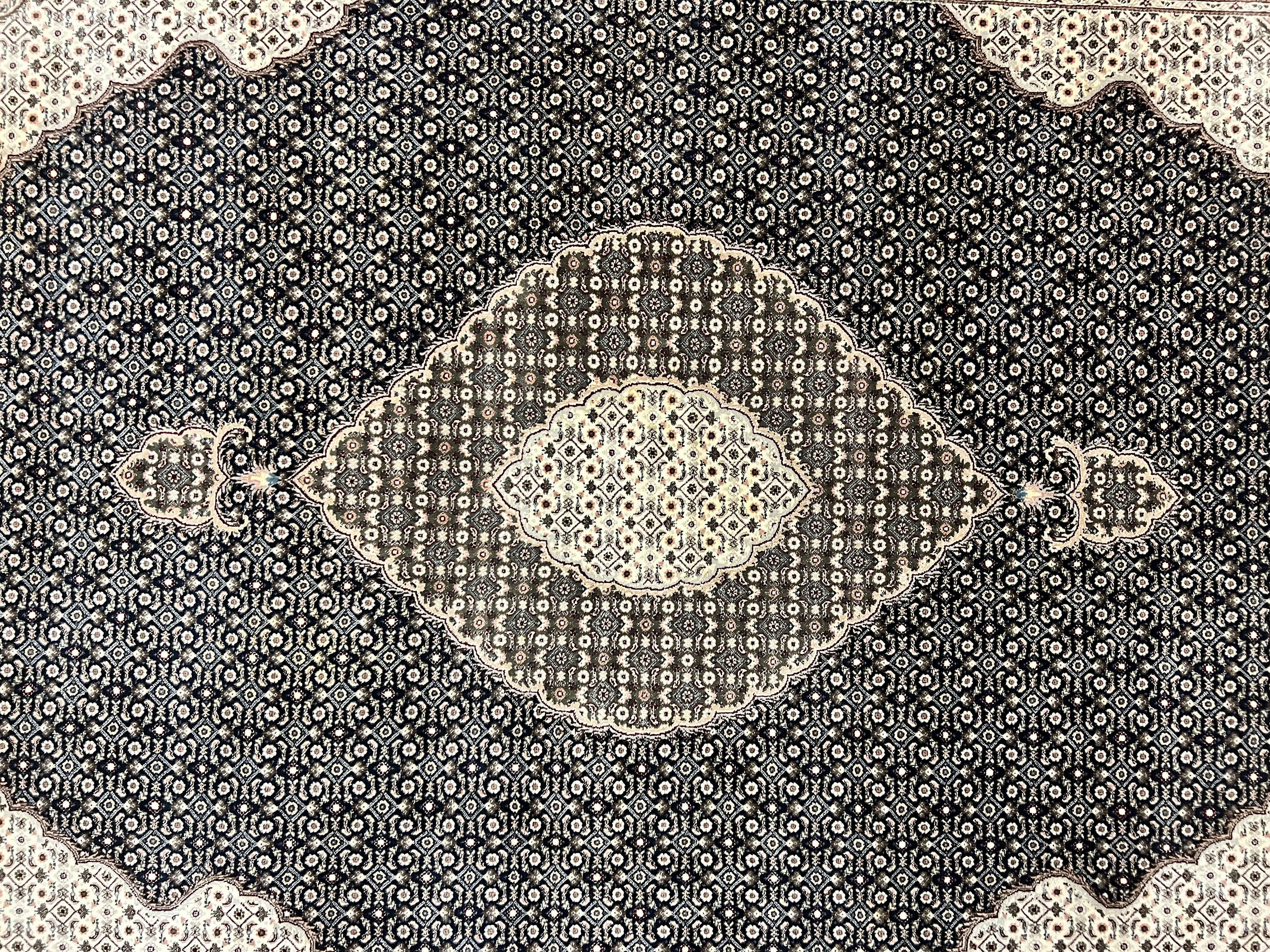 Sino Persian Rug 6x9, Herati Pattern, Vintage Handmade Hand Knotted Wool Oriental Carpet, Fine 6 x 9 Rug, Traditional Rug, Dark Blue Rug