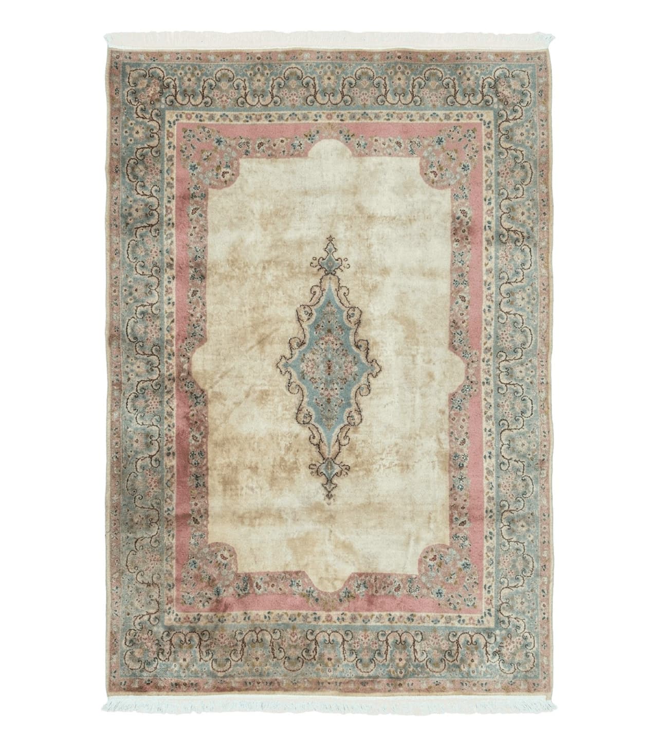 Persian Kerman Rug 6x9, Pastel Colors, Semi Open Field
