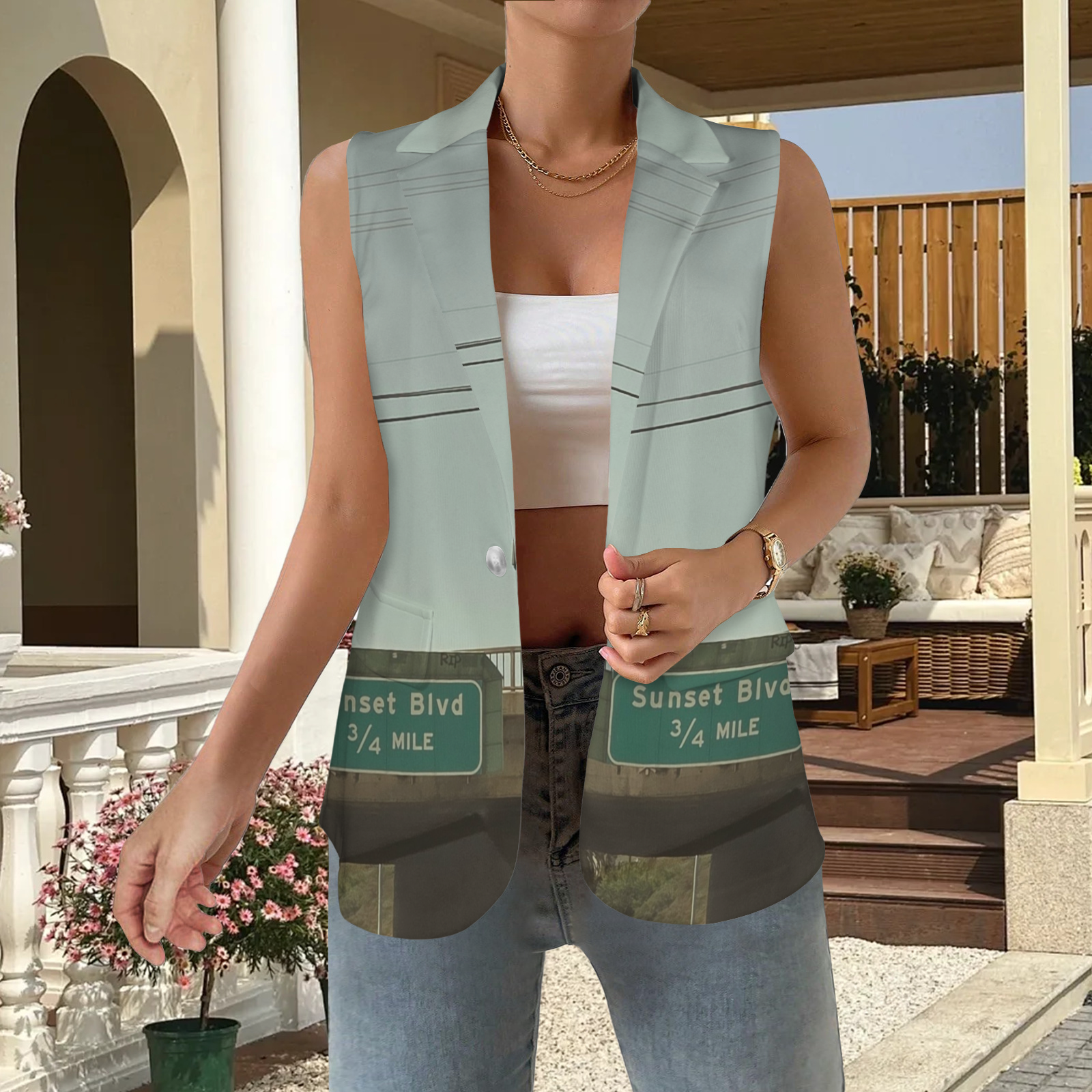 NEW!!! "THAT PART" branded (rear & Sunset Blvd. Sign front) Sleeveless Blazer Vest (Made to Order No Stock)