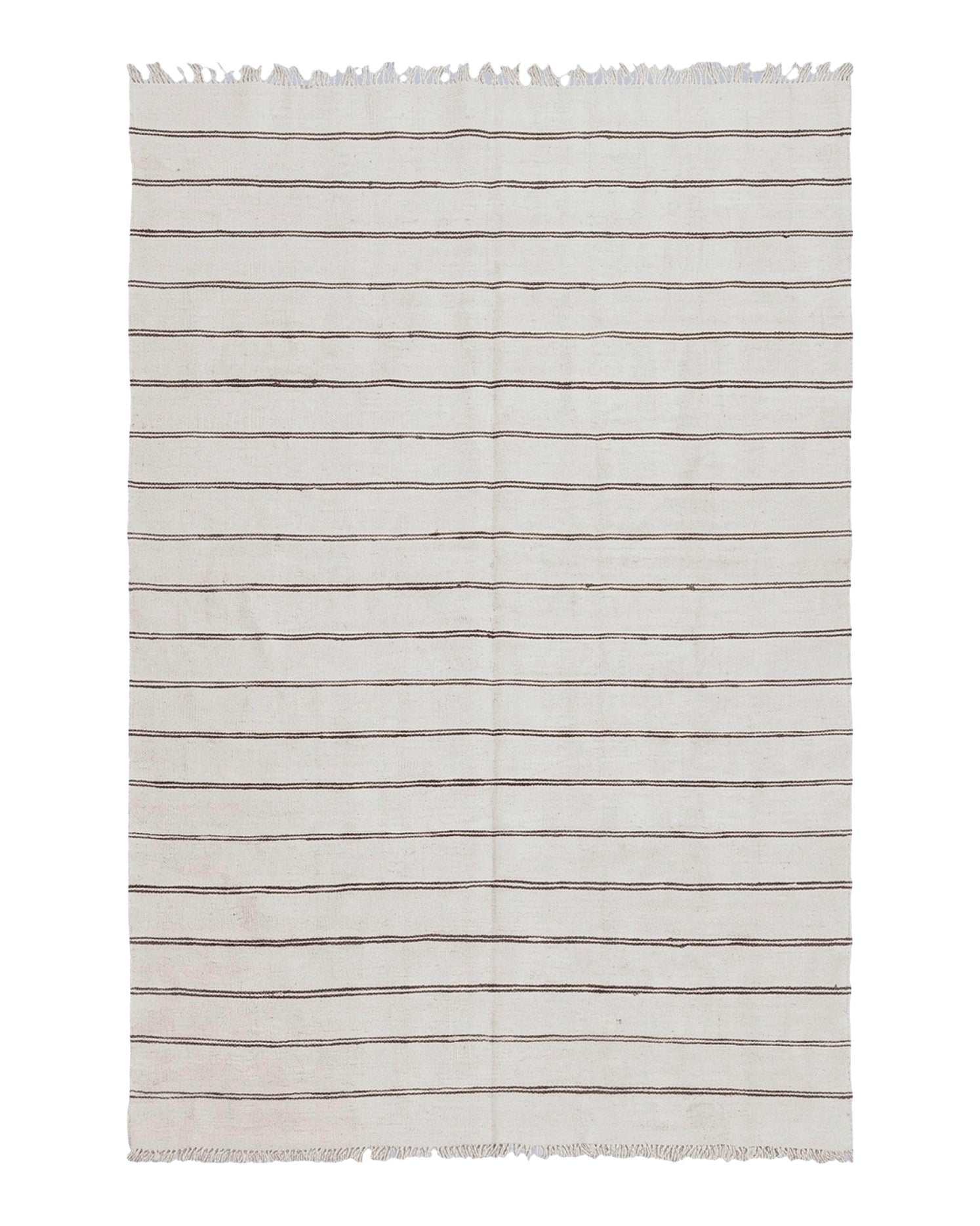 New Turkish Kilim Rug, Striped Area Rug, Southwestern Style, Off-white/Ivory Color, 5x8 Kilim Carpet, Hand-Knotted, Flatweave, Wool