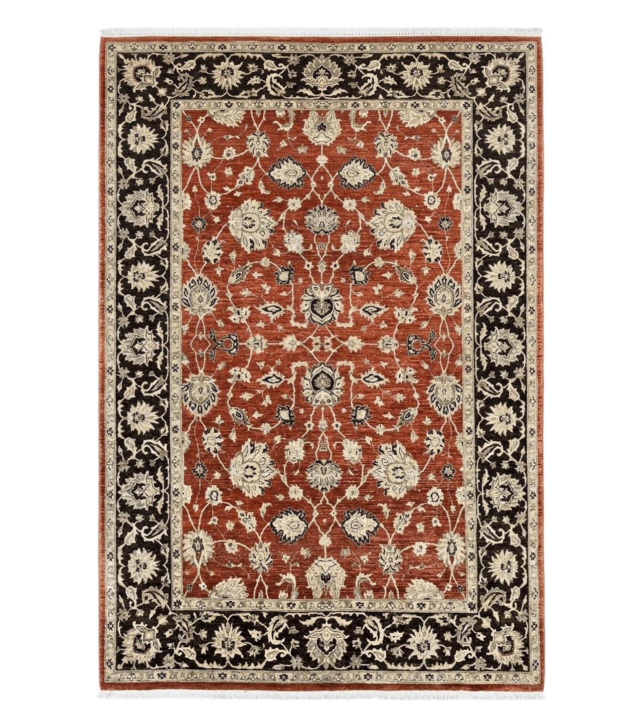 Pakistani Oriental Rug 6x9, Red, Floral Allover, Handmade Wool Rug, Peshawar Chobi Rug, Pak Persian Carpet 6 x 9