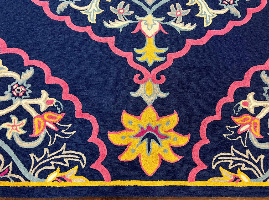 Safavieh Rug 8x10 Belagio Collection, Navy Blue Pink Yellow, Power-Loomed Wool Carpet, Floral Area Rug, Modern Rug, Room Sized 8 x 10 ft Rug