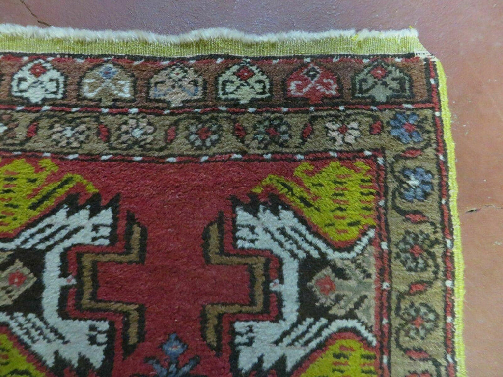 20" X 38" Antique Handmade Turkish Oushak Oshak Yastik Wool Rug Mat Turkey Nice