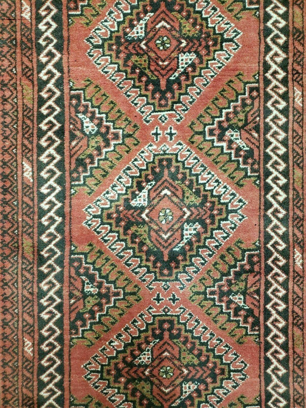 2' 5" X 9' Vintage Handmade Bokhara Red Turkoman Pakistani Wool Runner Rug Organic