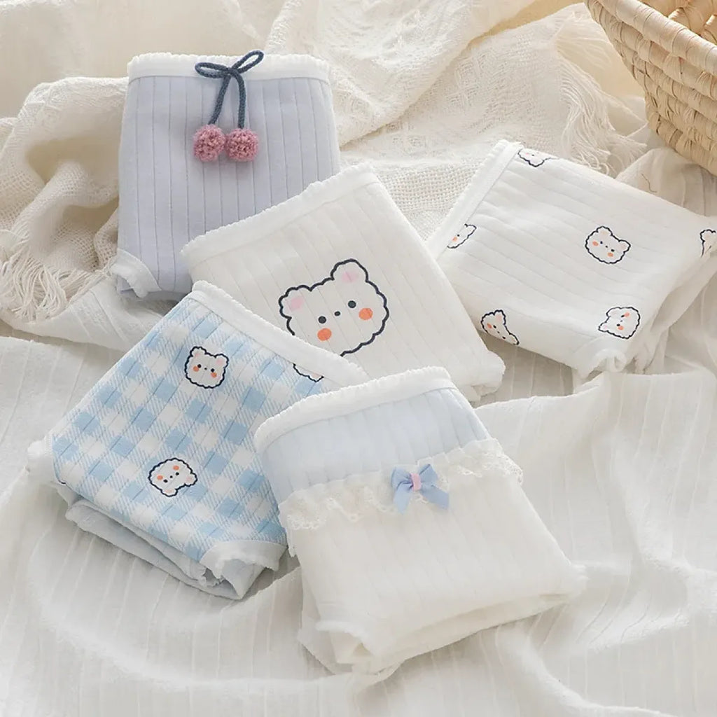 Cute Cartoon Bear Cotton Panties - Mid Waist Sexy Lingerie Set