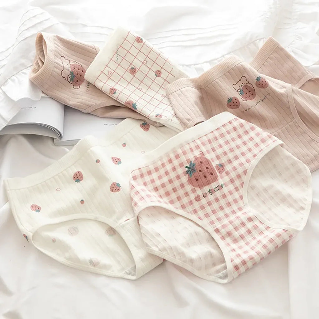 Cute Cartoon Bear Cotton Panties - Mid Waist Sexy Lingerie Set
