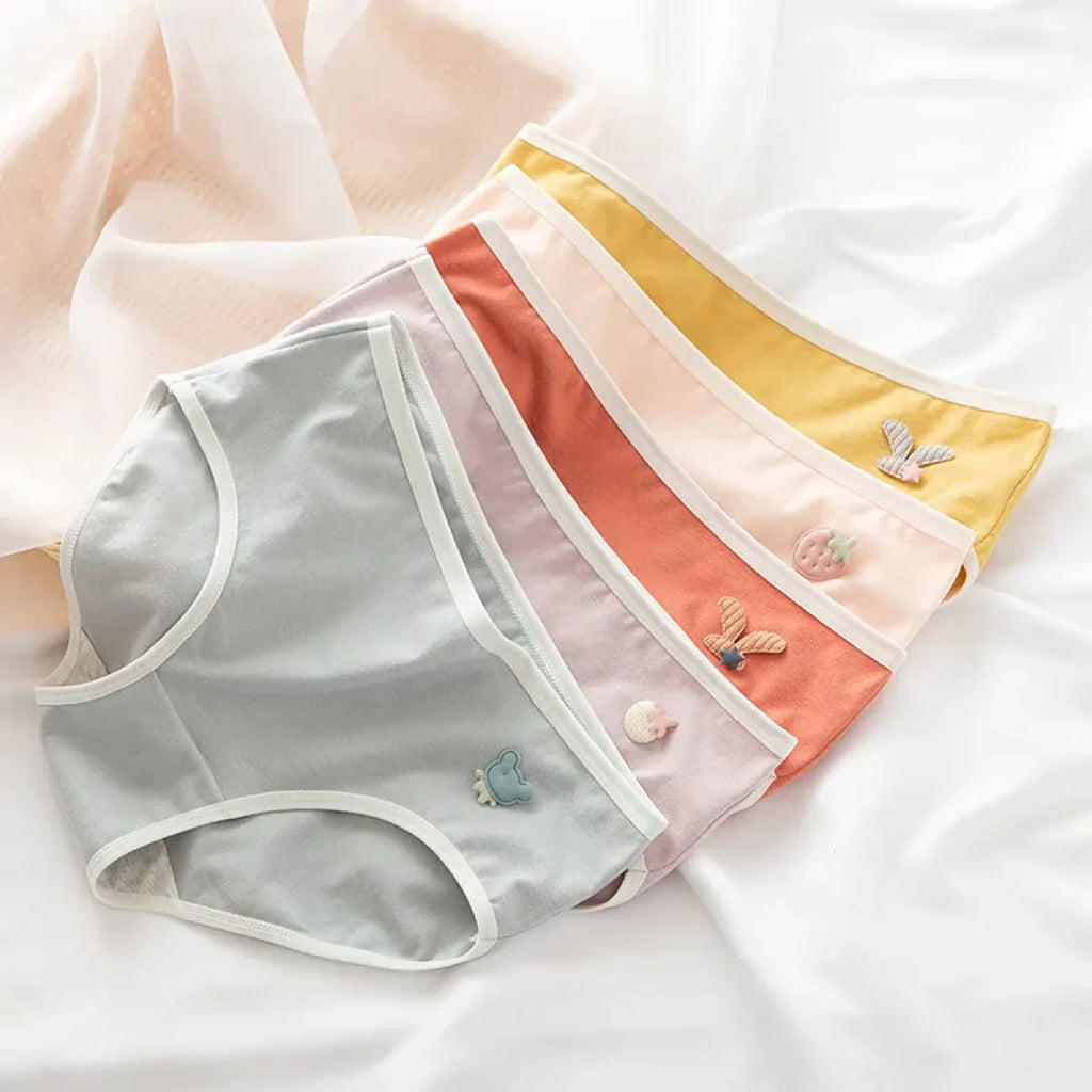 Cute Cartoon Bear Cotton Panties - Mid Waist Sexy Lingerie Set