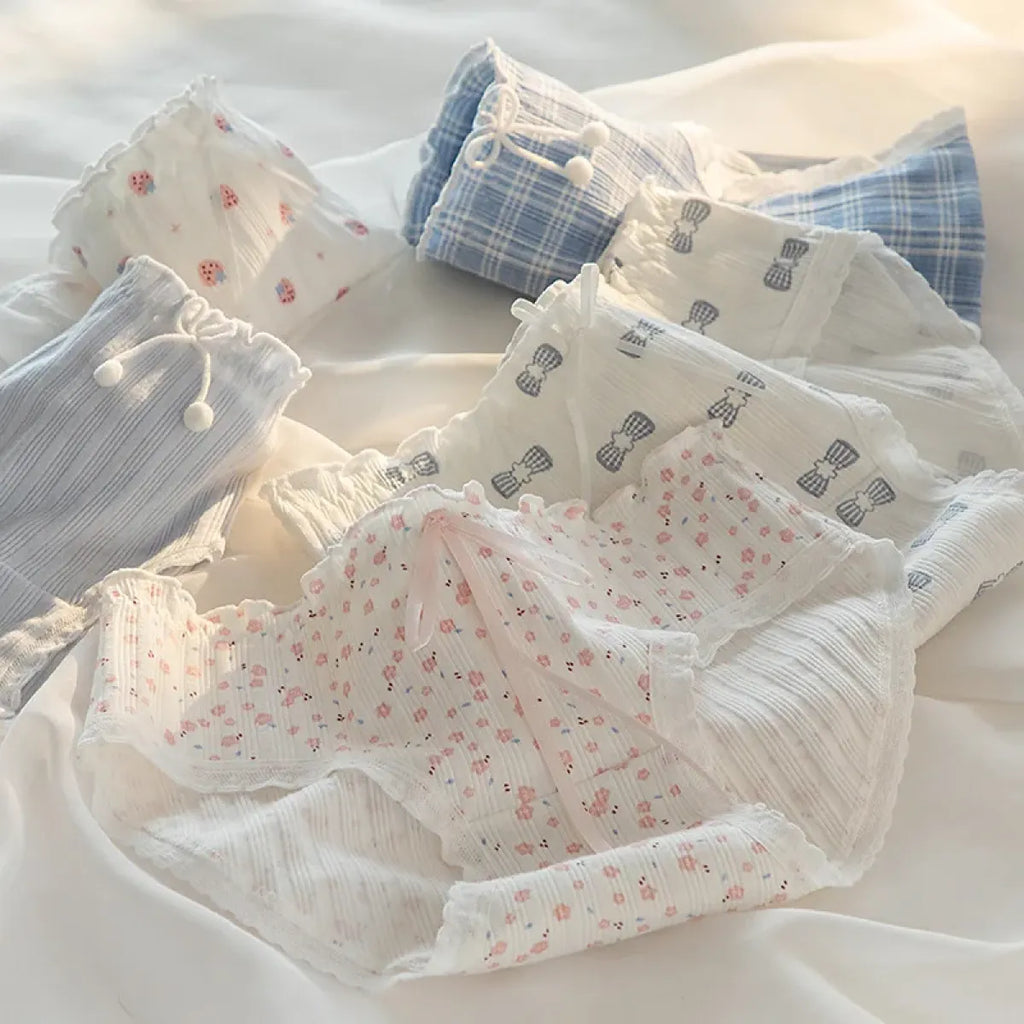 Cute Cartoon Bear Cotton Panties - Mid Waist Sexy Lingerie Set