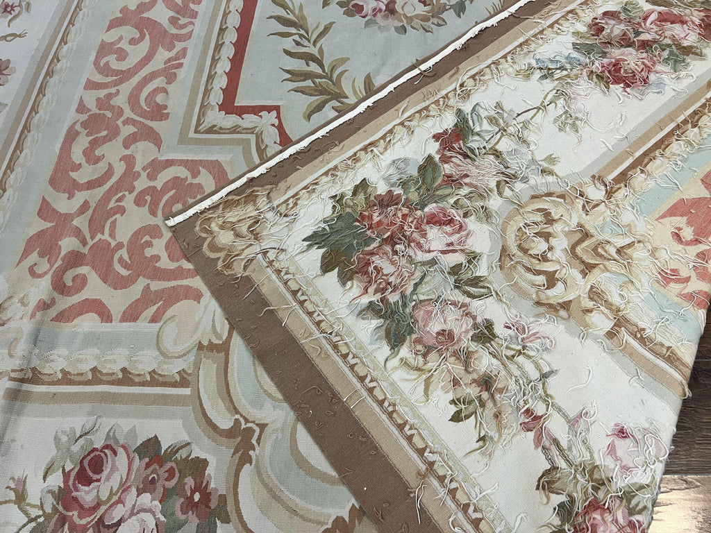 Aubusson Rug 10x14, Wool Handmade Vintage Carpet, Elegant French European Design Rug, Large Room Sized Aubusson Rug, Stark Carpet